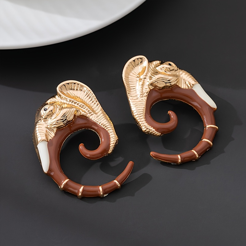 TEMU A Pair Of Women's Fashionable Earrings With Western , Creative Visual Contrast, Elephant Earrings