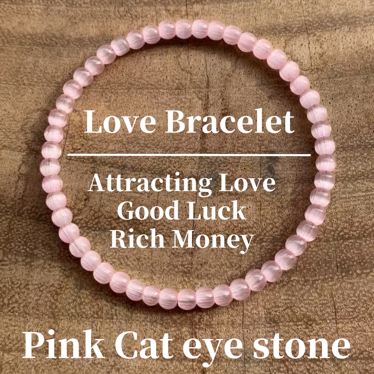 Natural Pink Cat Eye Stone Bracelet For Men And Women - Attracting Love, Fortune And Money, Jewelry, Valentine's Day And Anniversary Gifts