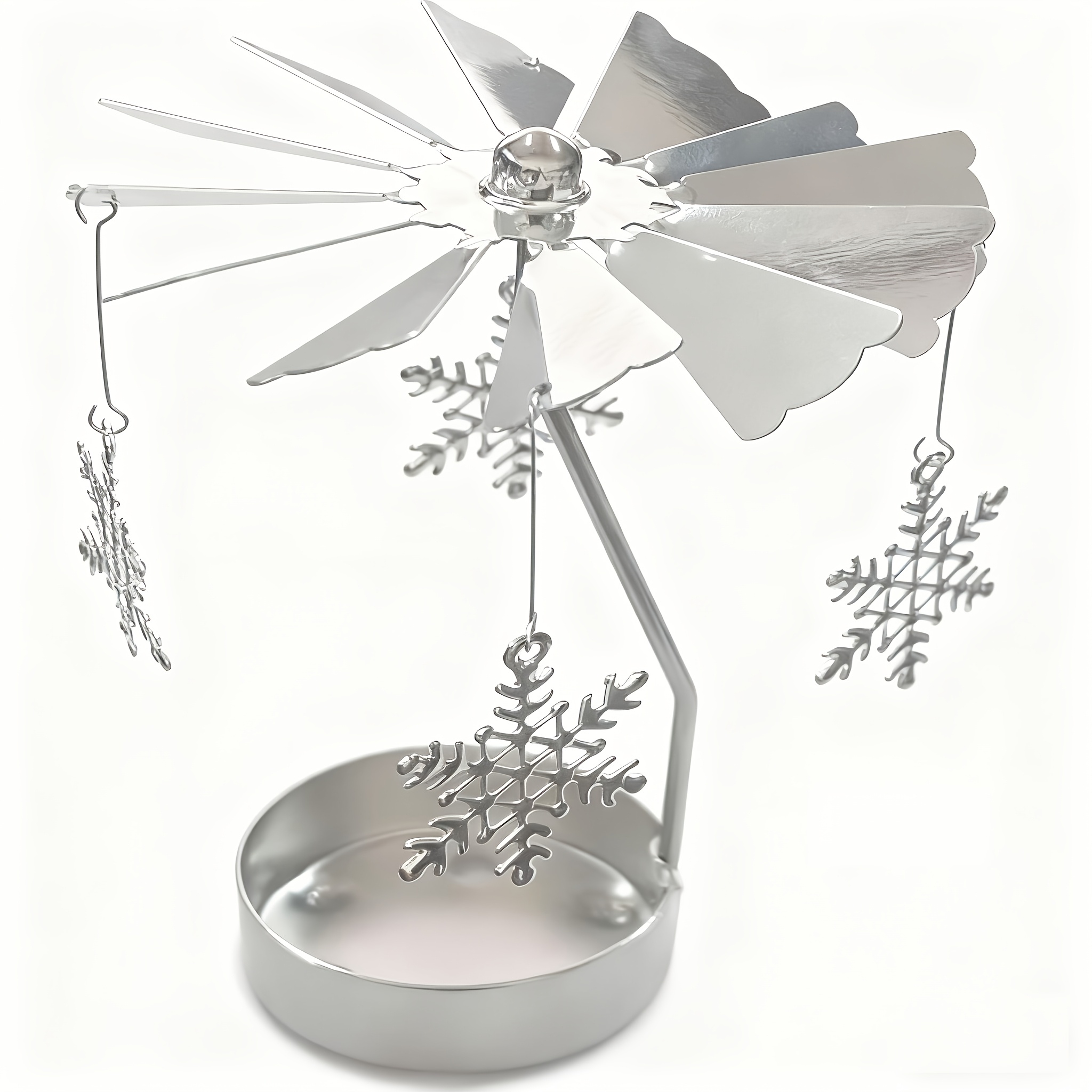 Image of Silver Golden Candlestick Rotating Romantic Rotation Spinning Carousel Tealight Candle Holder Dinner Wedding Bar Party, Christmas, Halloween
