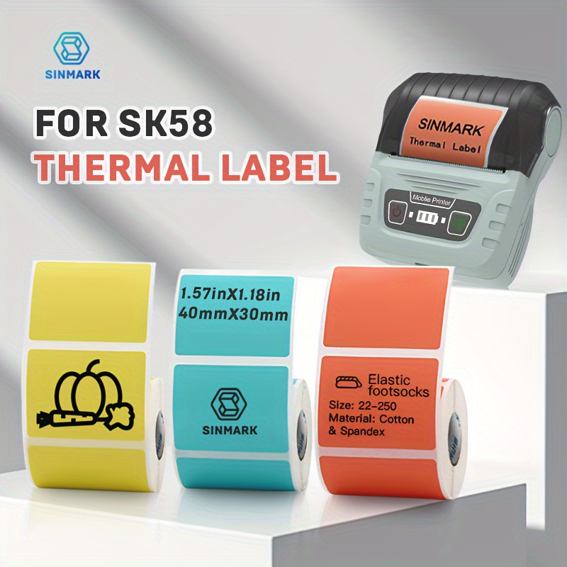 TEMU Sinmark Sk58 Square Thermal Labels - 3 Rolls, 690 Count, Waterproof, Oil-resistant, Tear-proof Adhesive Labels, Compatible With Sk58 Label Printer