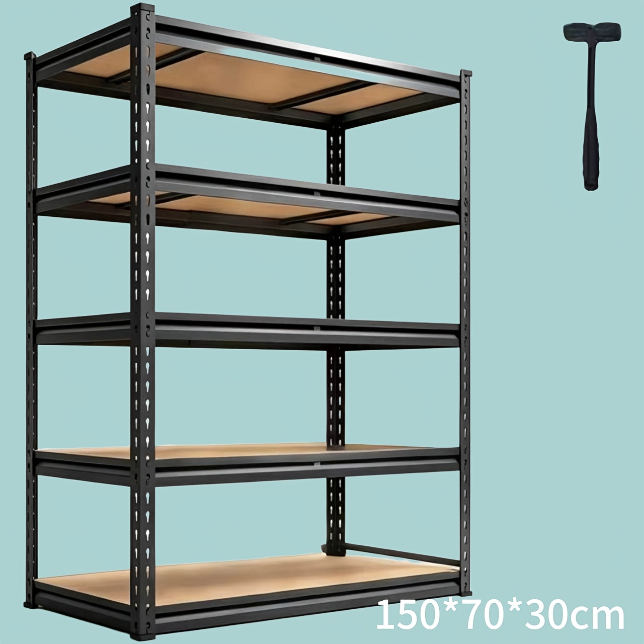 TEMU Heavy-duty 5-tier Boltless Storage Shelving Unit, Keyhole Slot Reinforced , Adjustable-height Wooden Shelves, High-capacity Garage Storage Rack,