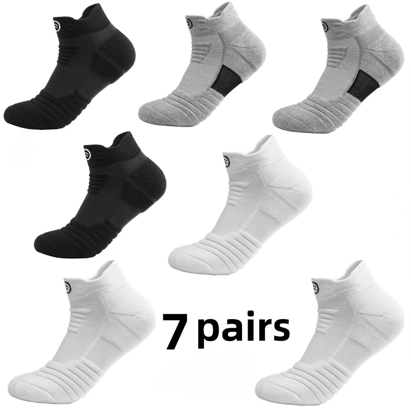 TEMU 7 Pairs Men's Terry Sole Short Sports Socks, Comfortable And Breathable For Spring, Summer, And Autumn. Anti-slip And Sweat-wicking, Ideal For