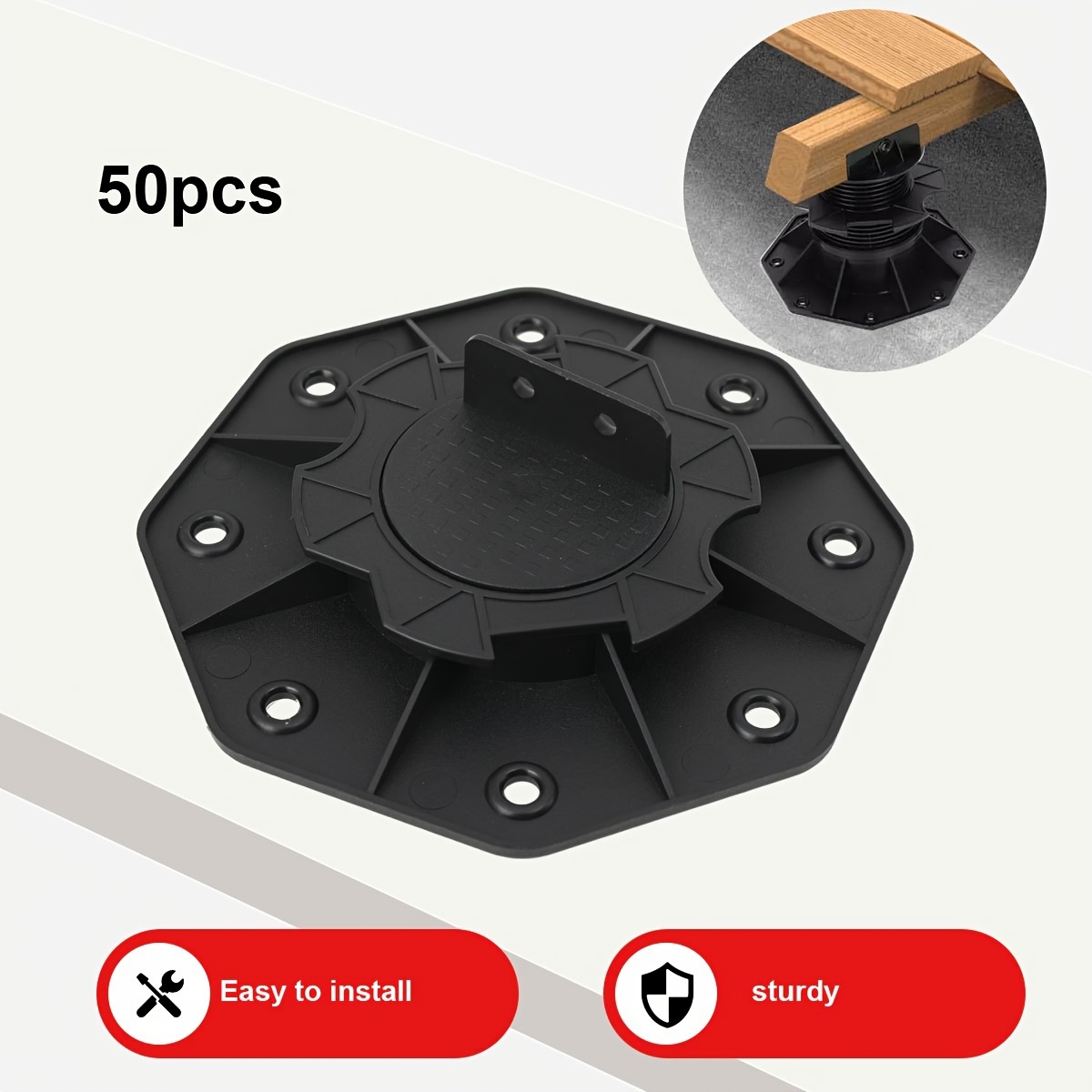 Image of 50pcs Of Adjustable Support Feet For , Furniture Legs, And Wooden Adjustable Feet For Securing, Suitable For Wpc Or Wooden Decking