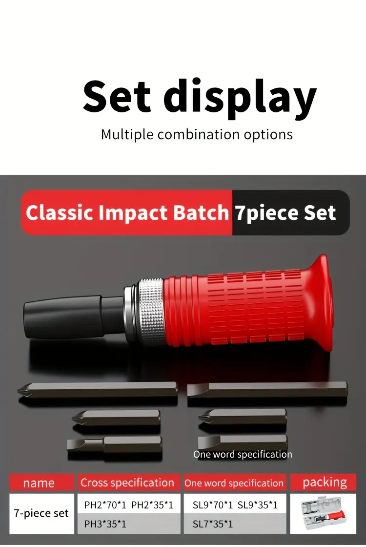 13pcs heavy-duty impact screwdriver set -resistant case - heavy-duty metal construction, shockproof impact-ready bits & detachable screw removal system - torx/flat/phillips/hex heads for automotive, home, construction, electronics repair - ideal for mechanics & diy projects - no power required - multifunctional screw remover maintenance tool set with chisel bits & impact screw mechanism, screwdriver all in one, long screwdriver, long screwdriver bits, Product details 1