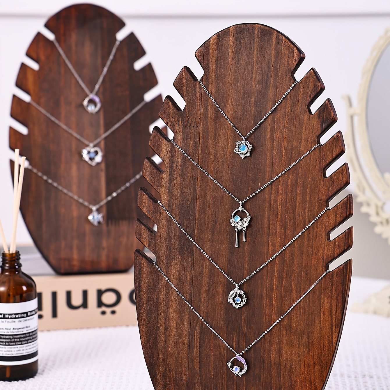 Solid Wood Jewelry Display Stand for Necklaces, Bracelets & Pendants