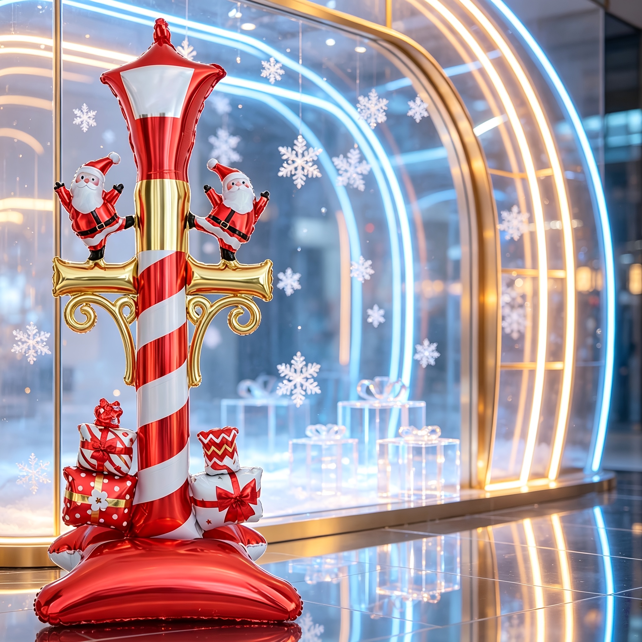 TEMU 1 ballon de lampadaire de Noël, décoration de fête de Noël, ballon de décoration de fête pour enfants Père Noël, cadeau de Noël