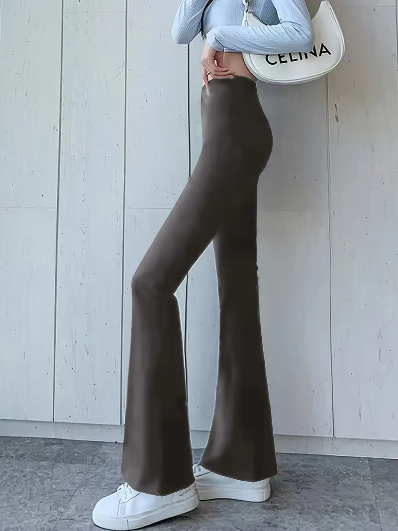 Plain High Waist Yoga Pants Butt Lifting High Stretch Flared - Temu