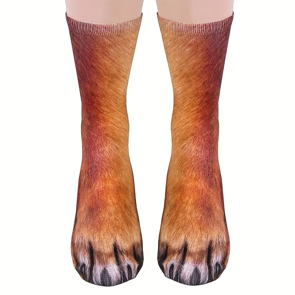 TEMU 1 Pair Of Animal Paw Print Pattern Socks Featuring Tabby, Tuxedo, And British Shorthair Kitten/ Prints. 3d Printed Socks, Comfortable And