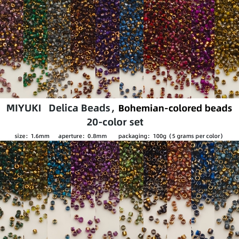 TEMU Perline colorate boh矇mien, set da 20 colori, 966 pz per , totale 19320 pz, 5 grammi per , totale 100 grammi, dimensione 1,6 mm/0,063 pollici,