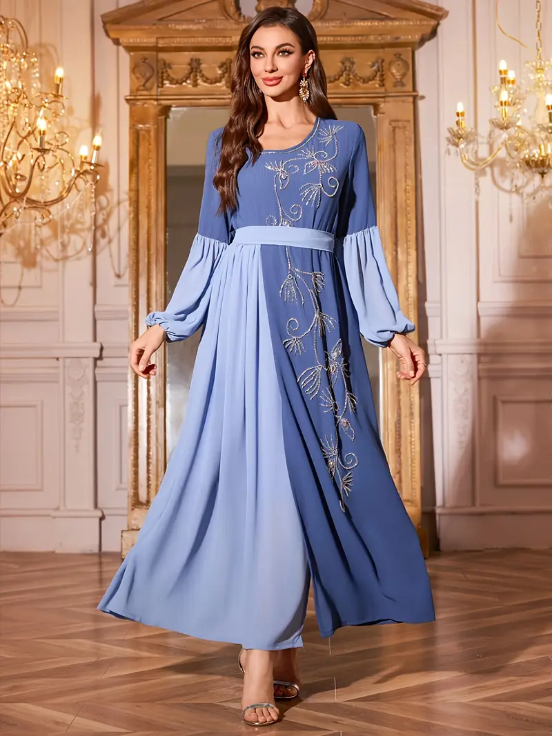color block chiffon dress Three-Color Block Chiffon Dress