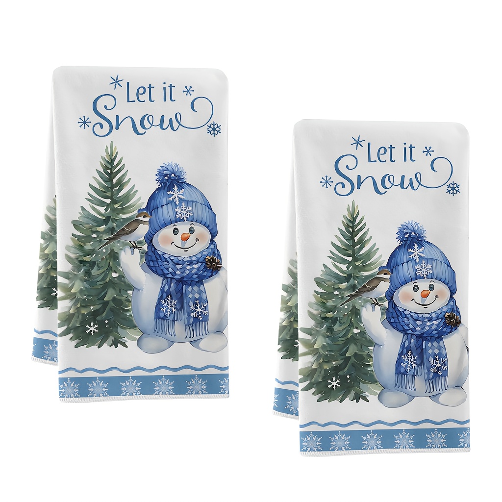 TEMU 2pcs Set, Christmas Series, Christmas Tree Print Kitchen Towels, Microfiber, Cooking Baking Tea Towels, Dish Cloths Scouring Pads,, Tea Towels,