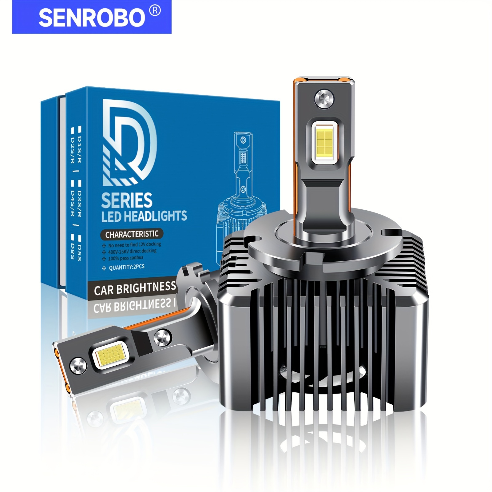 100W D1S D2S D3S D4S White 10000LM Car HID Headlight Xenon Lamp Bulb  Plug&Play , Pack of 2 