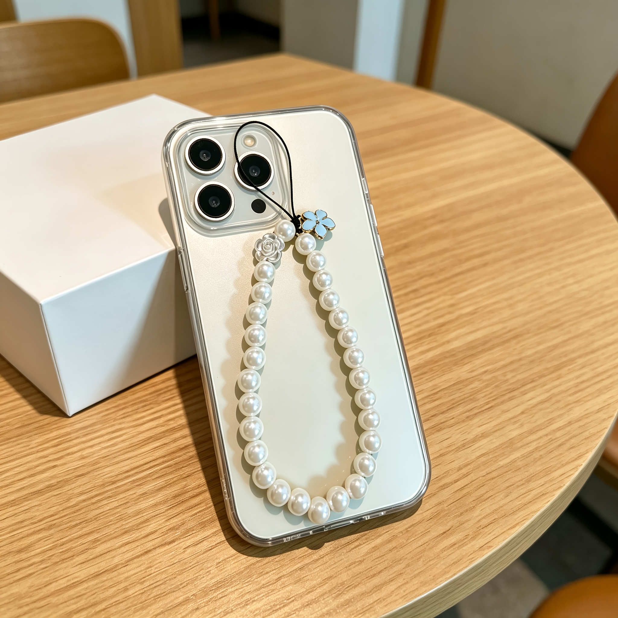 TEMU Cordón para teléfono con perlas y , correa para teléfono con cuentas de estilo de lujo , decoración de embalaje de para teléfono, decoración de