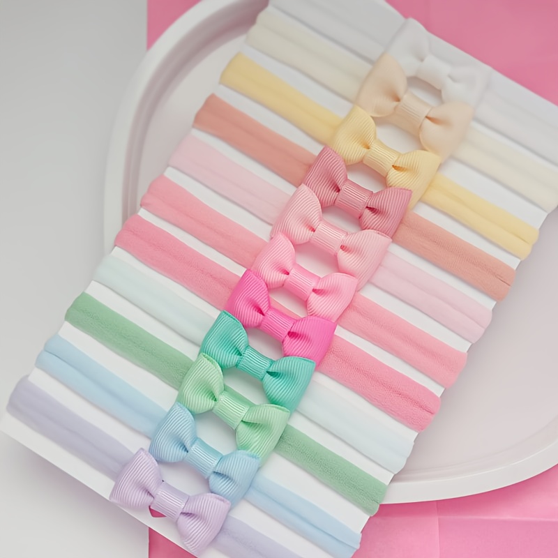 11-pack Candy-colored Bow Easy Style Solid Hairbands Holiday Party Girls' Headband Minimalist Hair Additions Random Color