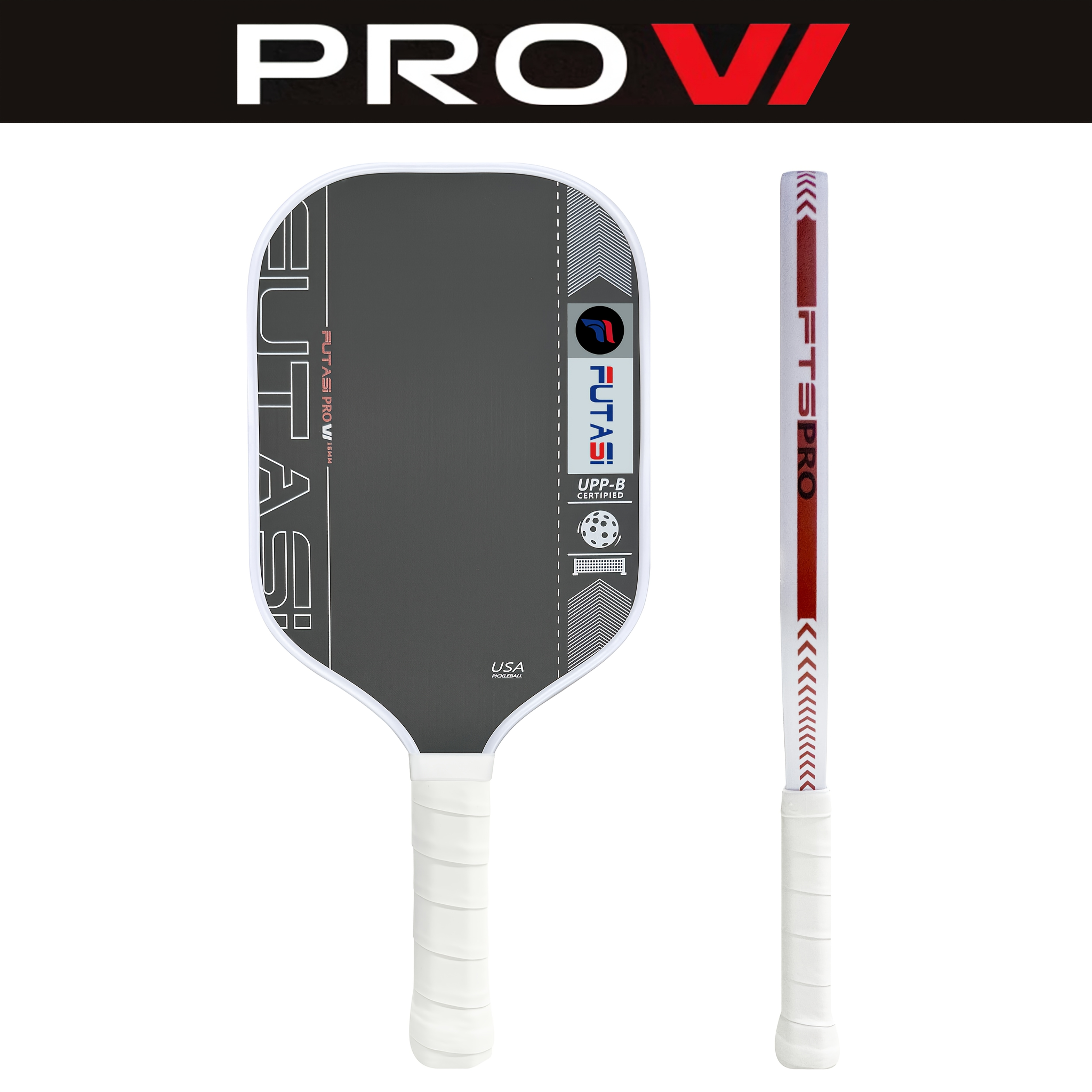 TEMU Professional Pickleball Paddle - 5th Gen T700 Carbon Fiber Suitable For Skill Levels, Brushed Matte Face With Pp Honeycomb Core, 16mm Thick Pu