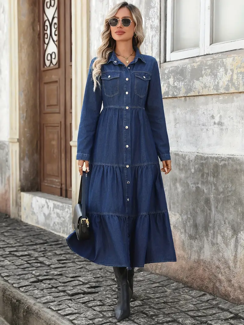 long dark denim dress Petal and Pup Women's Callum Midi Dress