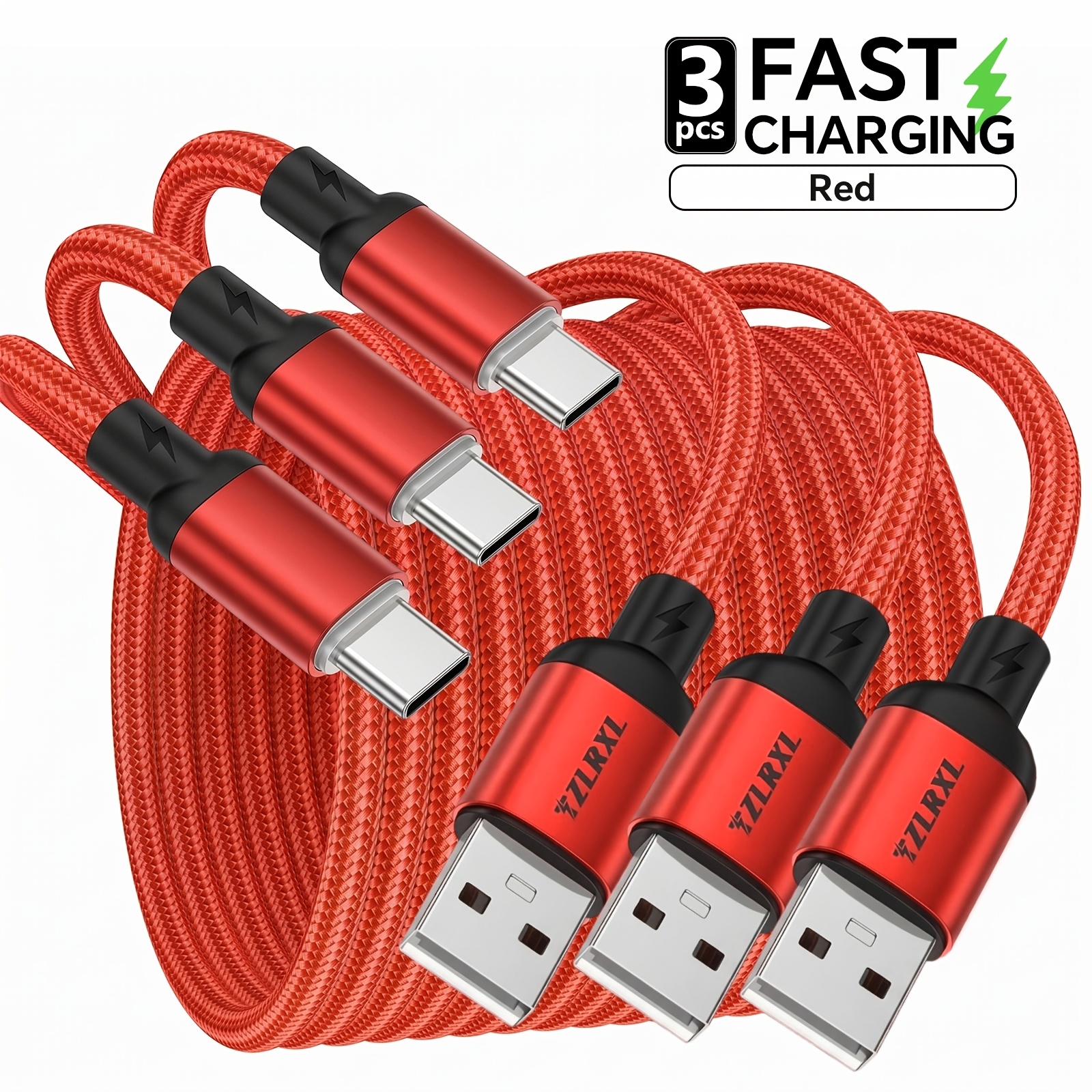 3pcs Fast Charging Cable with Smart Display Light