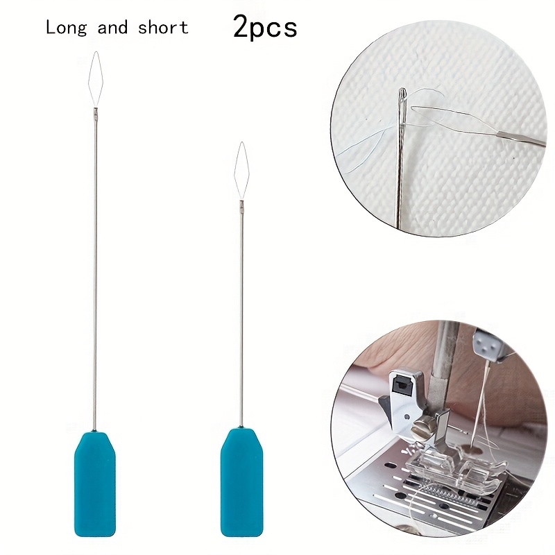 Image of 2pcs Sewing Machine Thread , Diy Sewing Tool, Plastic & Metal Threader For Long Needles, Fast Insertion, Ideal Sewing Accessory Kit