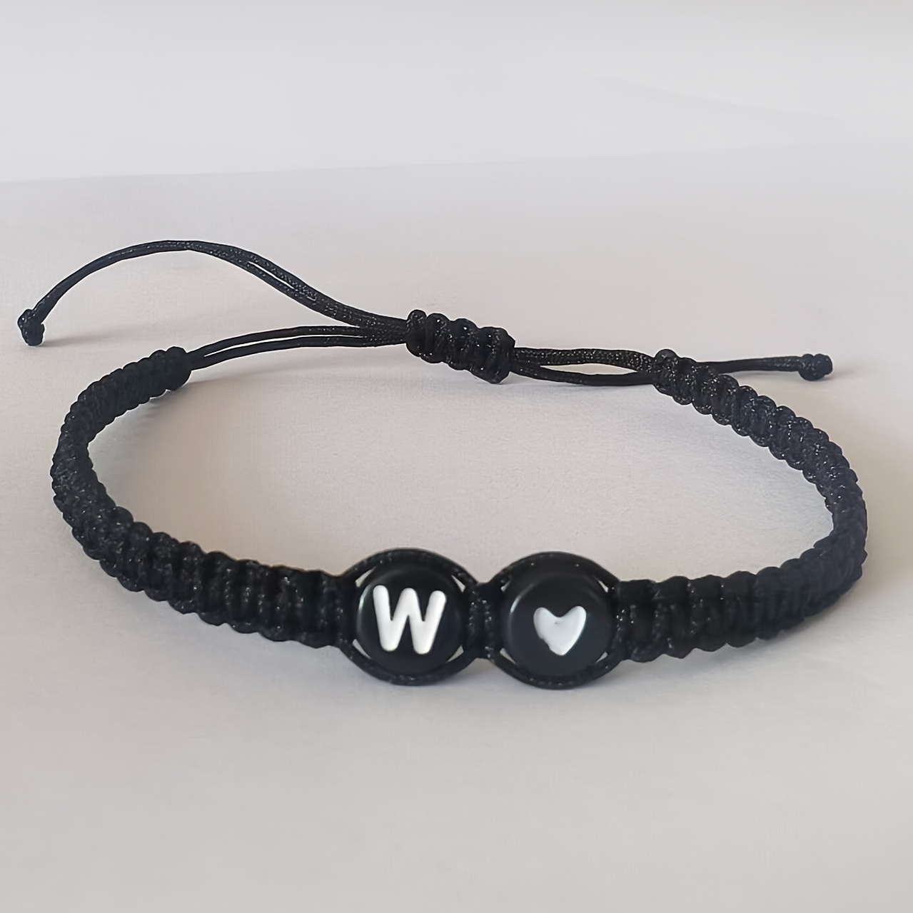 Stylish Adjustable Black and White Heart Couple's Letter Bracelet