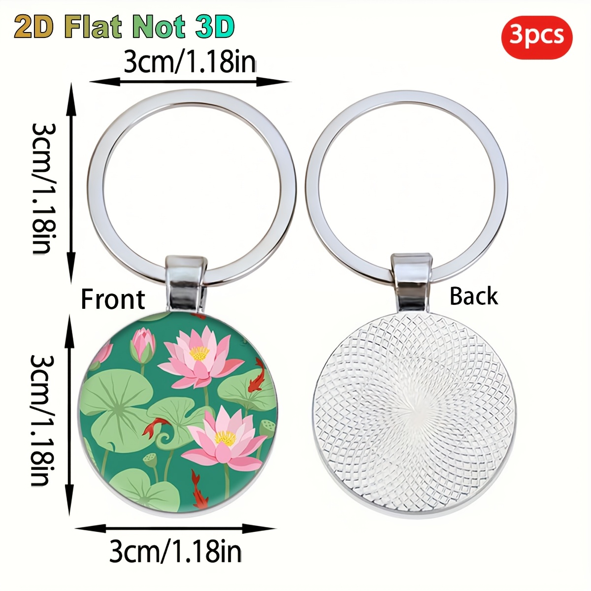 3pcs Koi in Lotus Pond Keychain Set