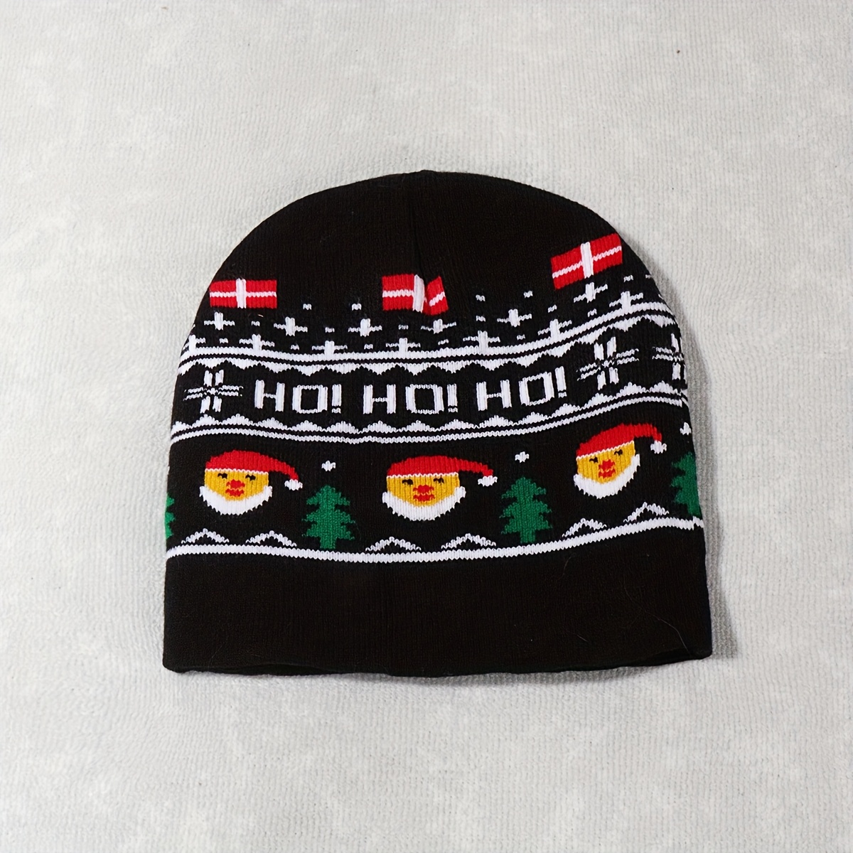 TEMU A Stylish Knitted Hat For Christmas Featuring A Snowman And Santa Claus, Perfect For Autumn And Winter Casual Wear. This Cold-weather Hat Is