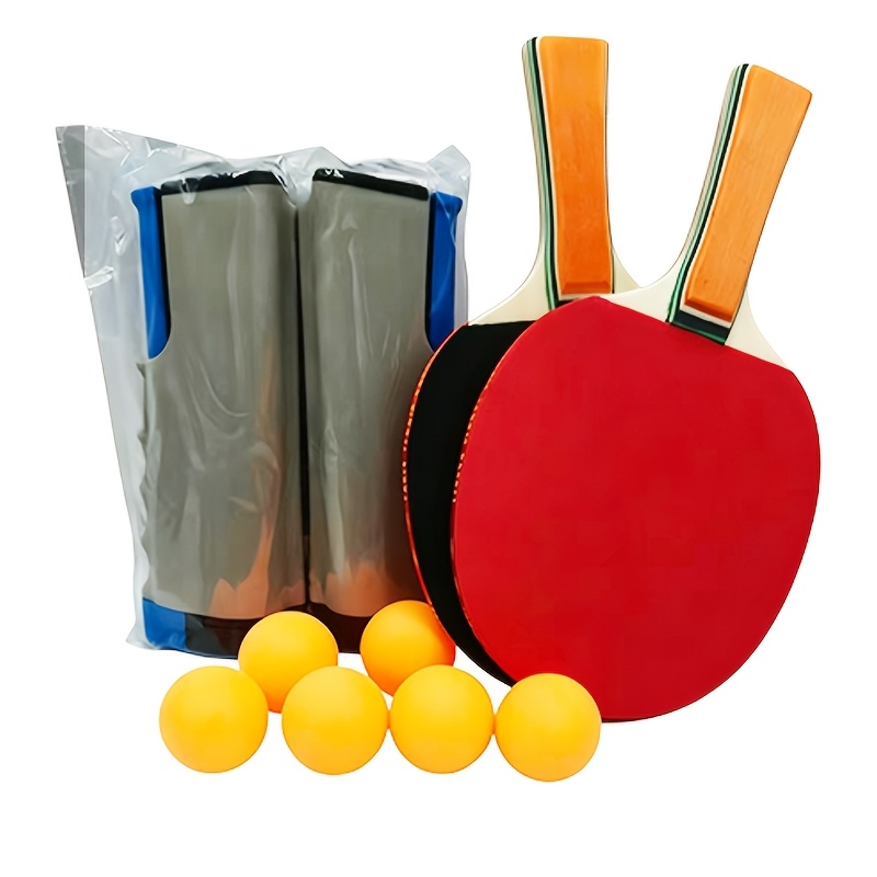 TEMU Retractable Net Frame And 2pcs Premium Rackets And 6pcs Yellow Balls, New Upgraded Retractable Table Tennis Net Frame Set, Random Storage Bag,