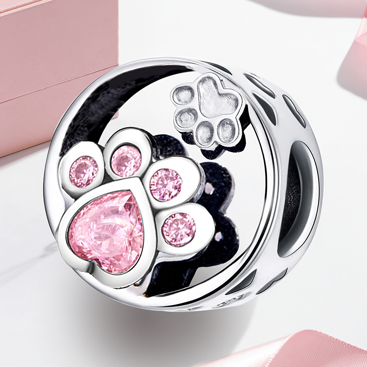 Hollow Cute Paw DIY Charm Pendant Beaded Necklace