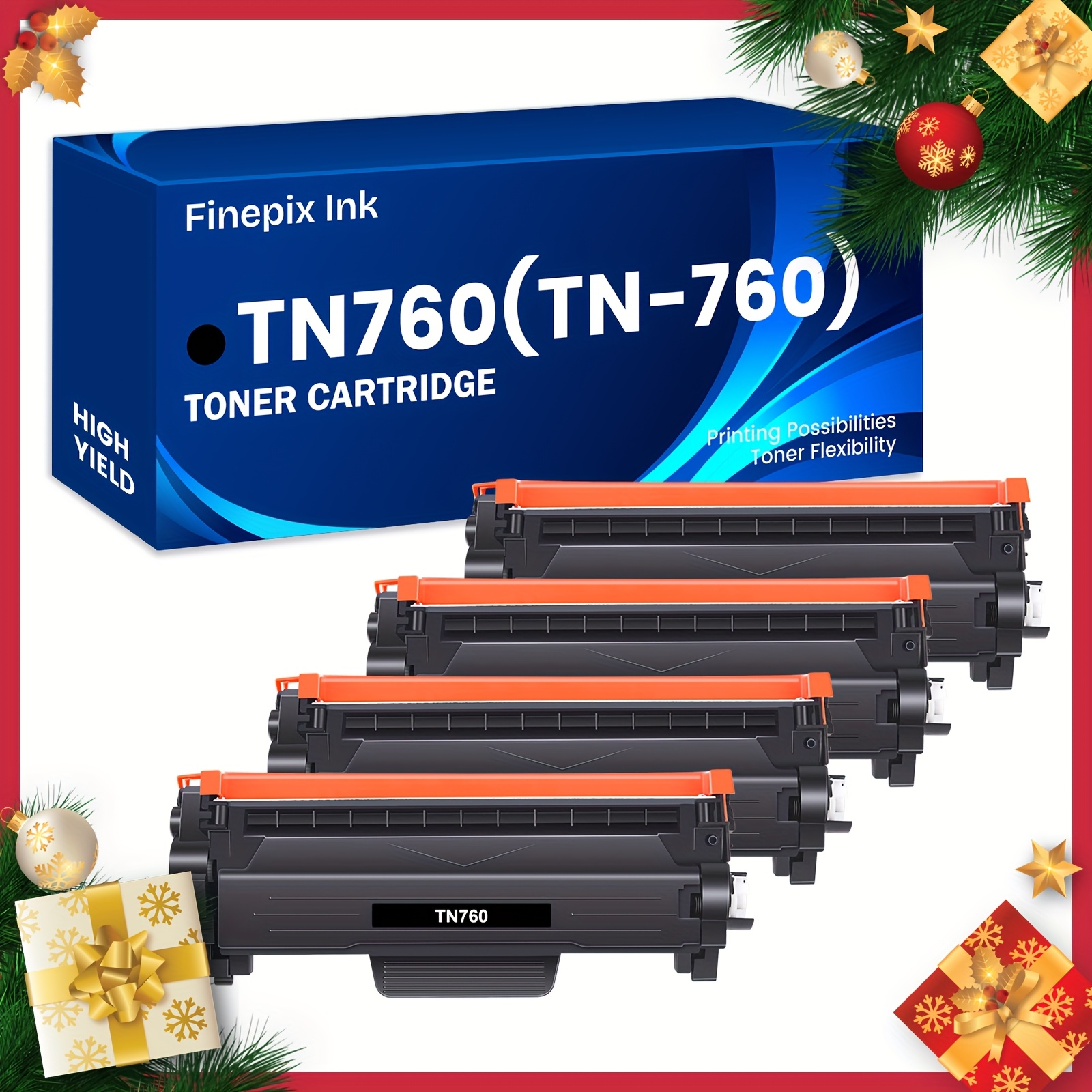 

4 Packs Tn760 Black Compatible For Brother Tn760 Tn-760 Tn-730 Tn730 For Mfc-l2710dw Mfc-l2750dw Dcp-l2550dw Hl-l2350dw Hl-l2370dw Hl-l2395dw Hl-l2390dw Mfc-l2690dw Printer Ink