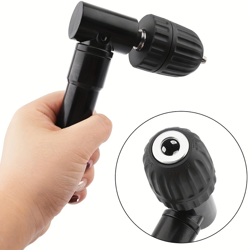 

1pc Right Angle Drill Attachment Adapter, 90 Degree Professional Cordless Drill Accessory, 0.8-10mm Jaw Chuck Range, Metal And Plastic, For Tight Space Work