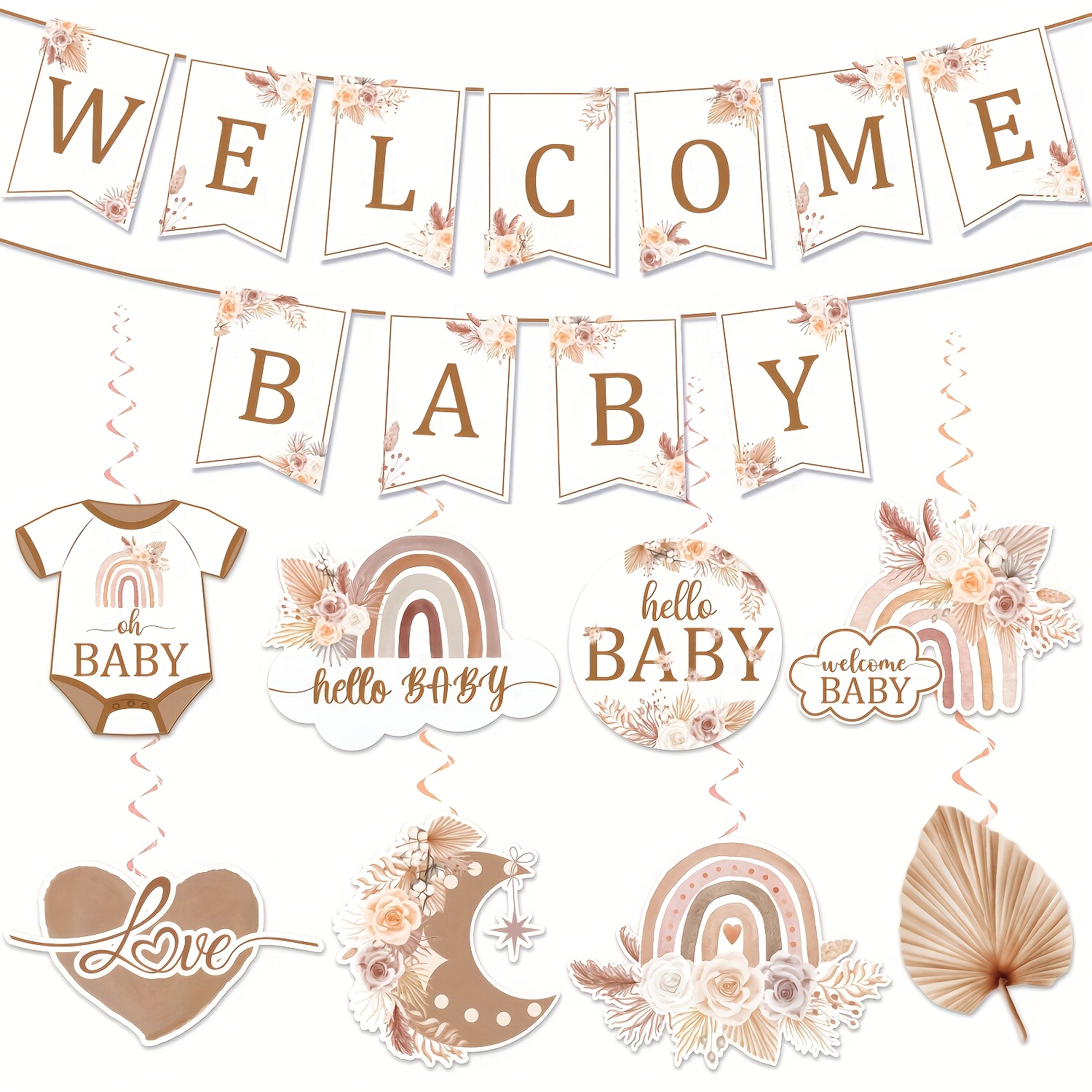 Image of 27pcs, Party Banner Banner, Bohemian Rainbow Themed Party Banner, Party Ribbon Decoration, Scene Decoration, Suitable For Birthday Parties, Parties, Party Decoration Supplies