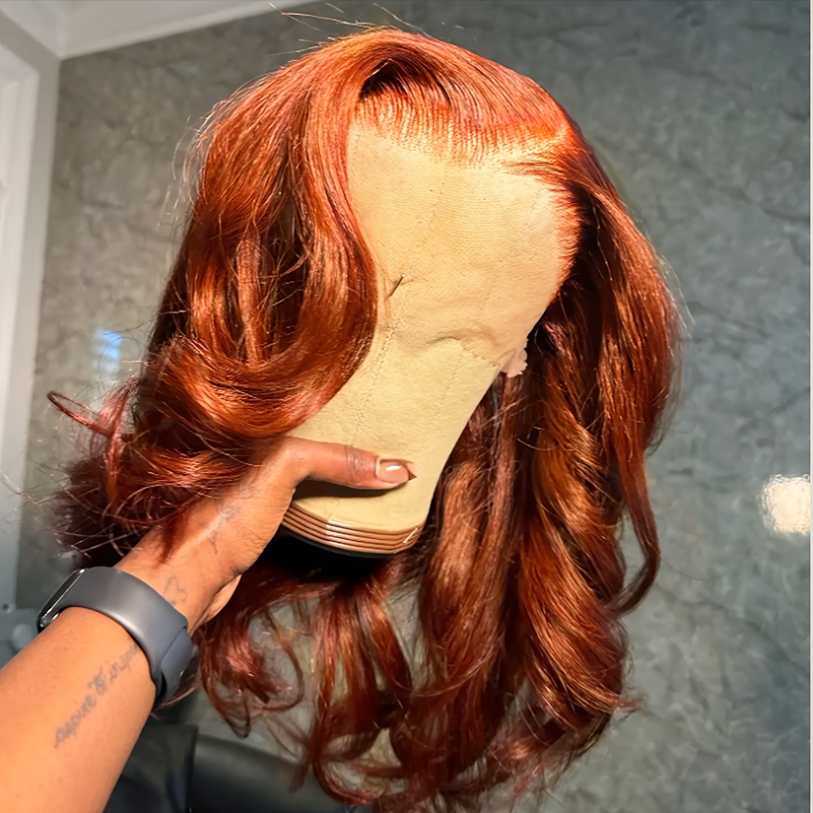 TEMU 13*4 Short Wavy Wig Orange Colorful Lace Front Wigs For Women Loose Wave Wigs Synthetic Heat Resistant Fiber Hair Glueless Lace Wigs With Wig For Women 16 Inches