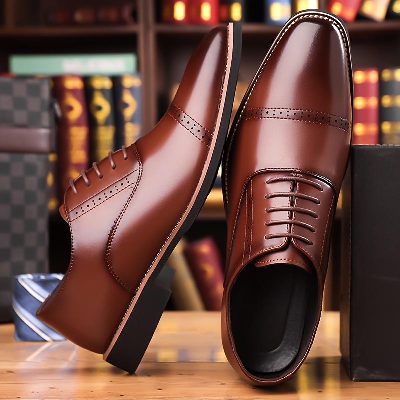 classic business casual shoes mens oxford dress - Temu display picture 3