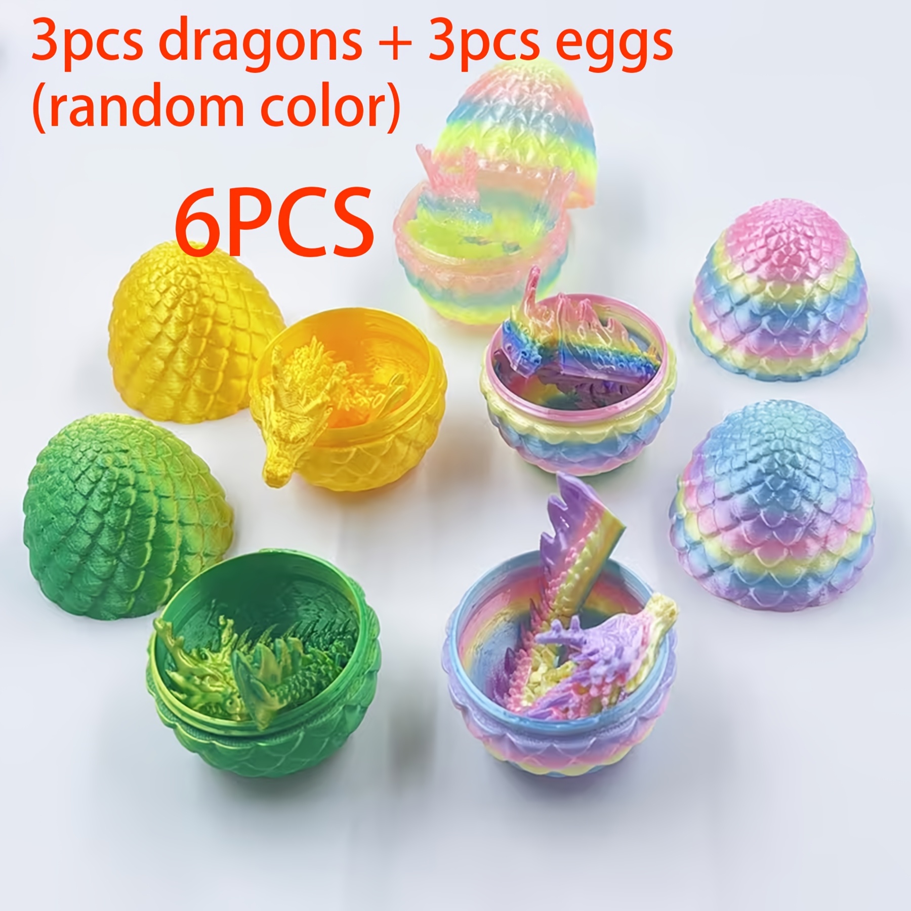 Image of 6pcs Dragon And Dragon Egg Set, Magical Dragon Sculpture Ornament, Suitable For Easter, Christmas, Halloween Decoration, Party Decoration, Birthday Gifts, Surprise Small Gifts, Magical