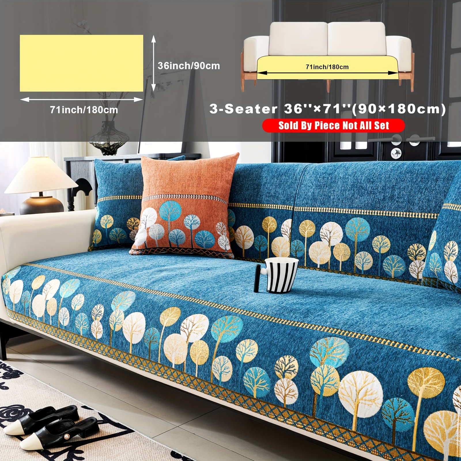 TEMU 1pc Bohemian Chenille Sofa Slipcover/pillowcase, Non-slip Sofa Covers, Washable Couch Covers, Sofa Pet Protector, Sofa Seat Cover, Sofa