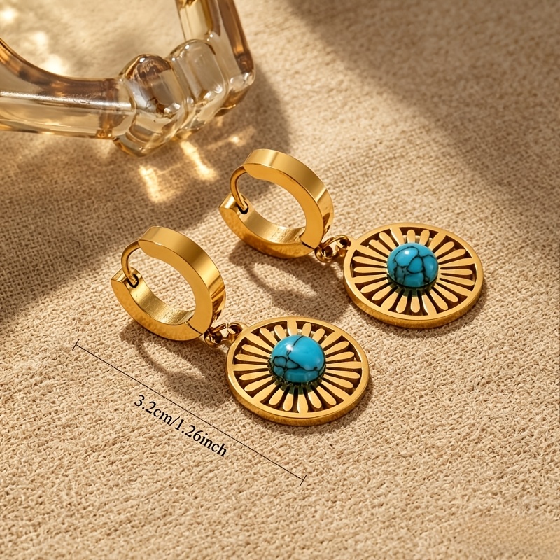 Women's Stainless Steel Retro Hollow Pendant Earrings
