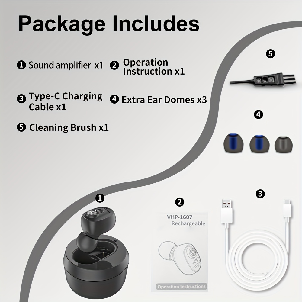 WEIYII Sound Amplifier Earphone Charging Box And High-performance Chip Hearing Amplifiers, USB Interface For Convenient Charging, Long Battery Life Lightweight And Comfortable Suitable For Meetings, Social Occasions, Daily Life - Image 3