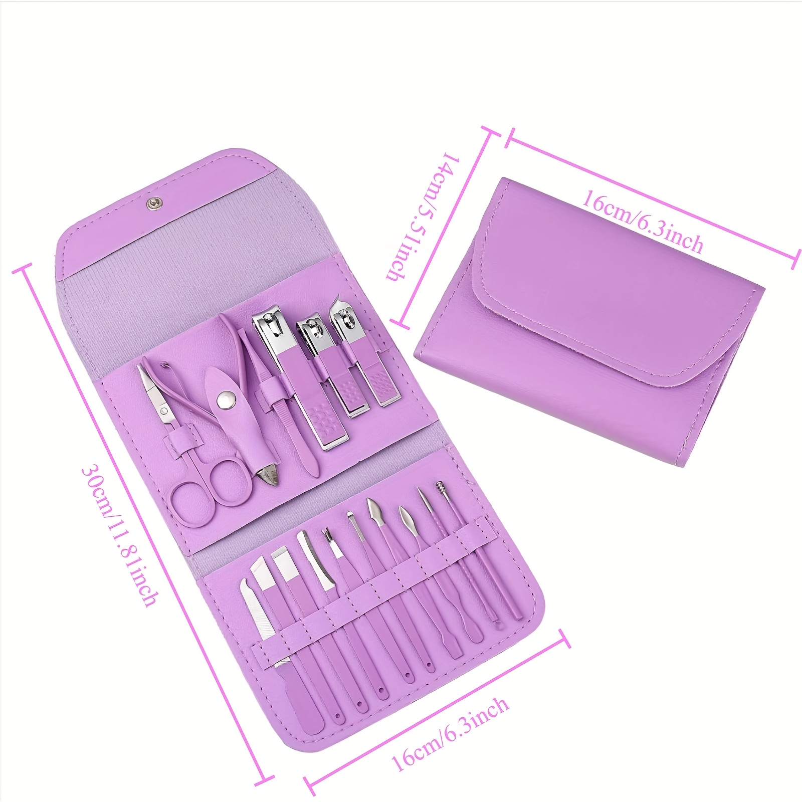 1套16件高级不锈钢美甲修脚套装 - 现代风格指甲剪套装，含直边指甲锉、耳挖、剪刀 - 专业旅行美容护理套装 商品详情 4