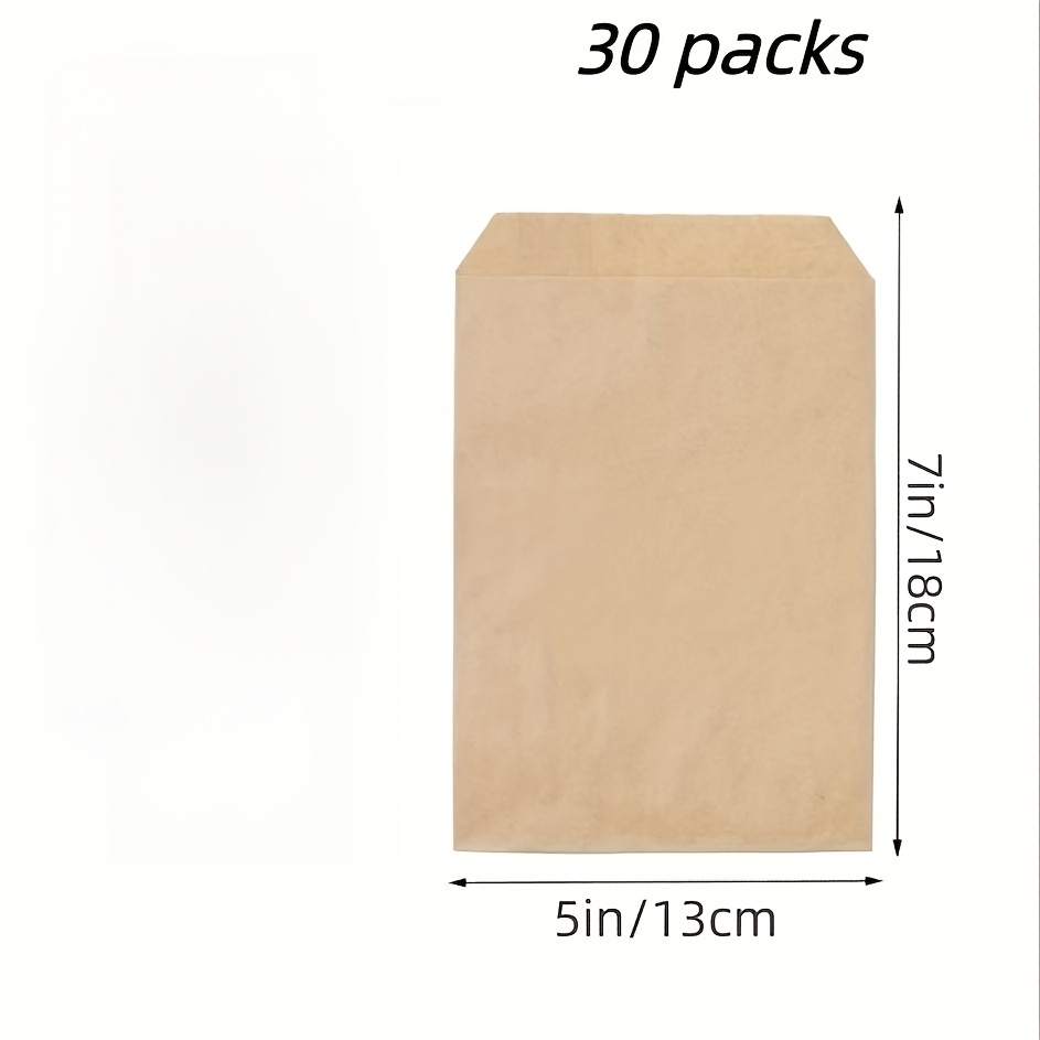 TEMU Geschenk für Sie/Ihn 30 Stück braune Kraftpapier-Snackbeutel (3×5/4×6/5×7 Zoll) Umschlagbeutel, kleine, flache Party-Geschenktüten