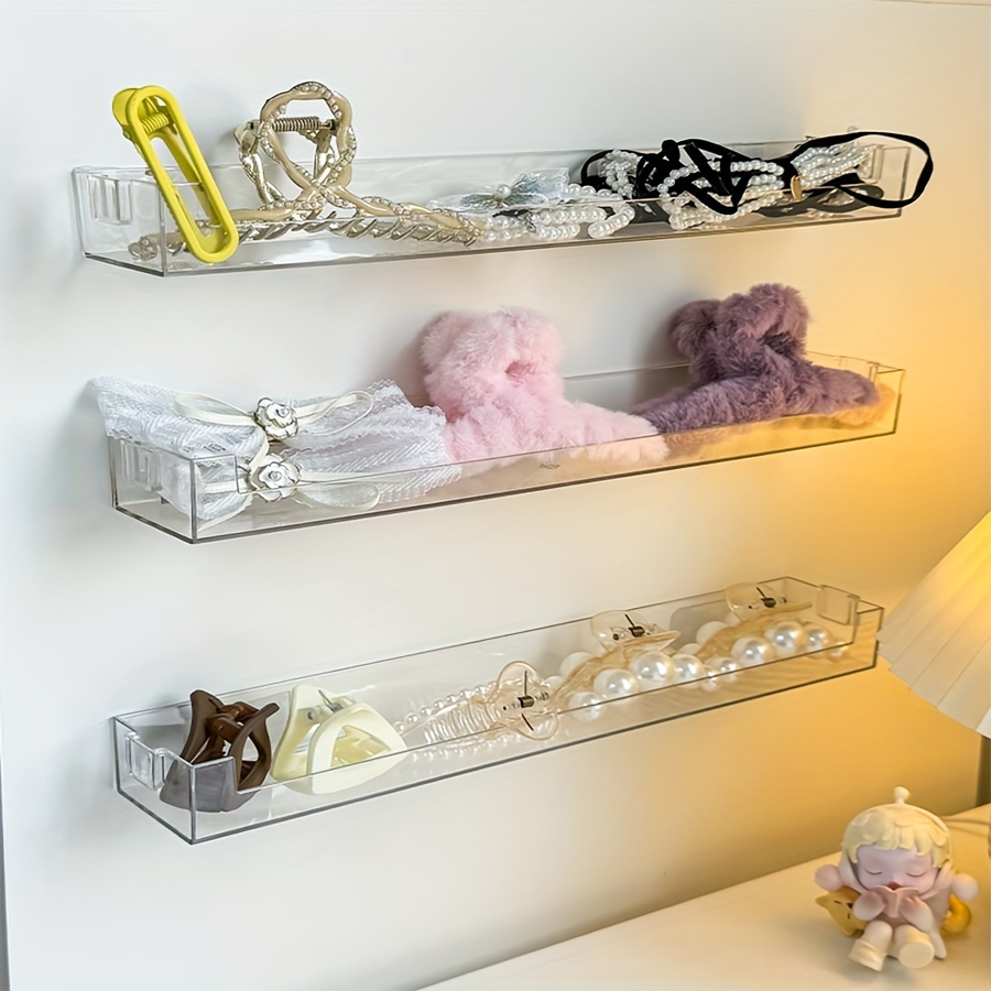 

1/3pcs Transparent Floating Storage Rack For Hair Accessories & Glasses - Perfect For Entryway, Door Back | Contemporary Plastic Home Decor