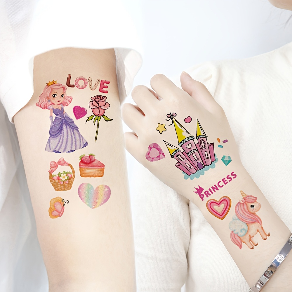 12 Sheets Glitter Dream Princess Tattoo Stickers