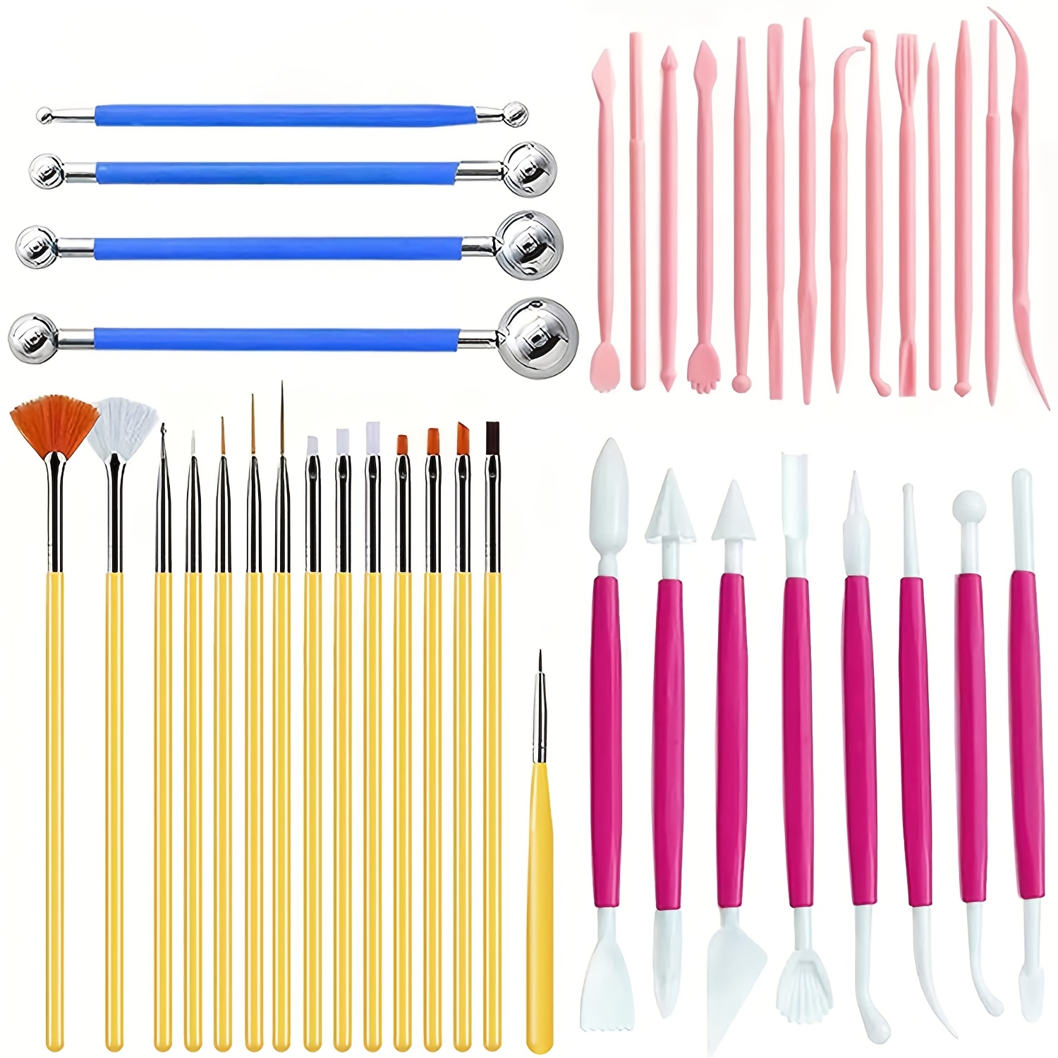 TEMU 41pcs Non-electric Pottery And Sculpting Tool Set - Plastic Clay Carving, Paint Brushes, Clay Modeling Tools, Paint Sticks For Christmas