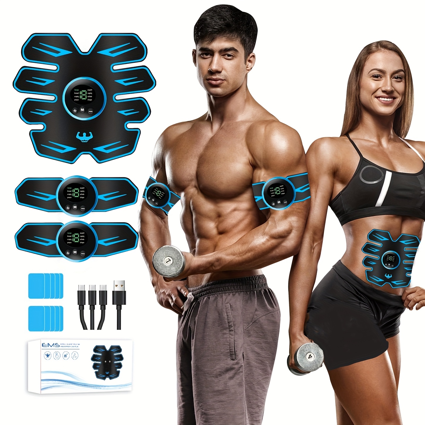 EMS Muscle Stimulator Abdominal Muscle Trainer ABS Fitness Electric  Stimulator for Core Toning, Fat Burning Body Sculpting Home Fitness  Equipm
