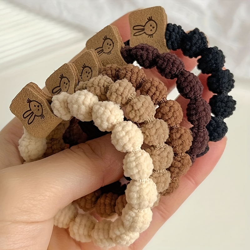 5pcs High Elastic Rabbit Hair Ties, Durable and Versatile