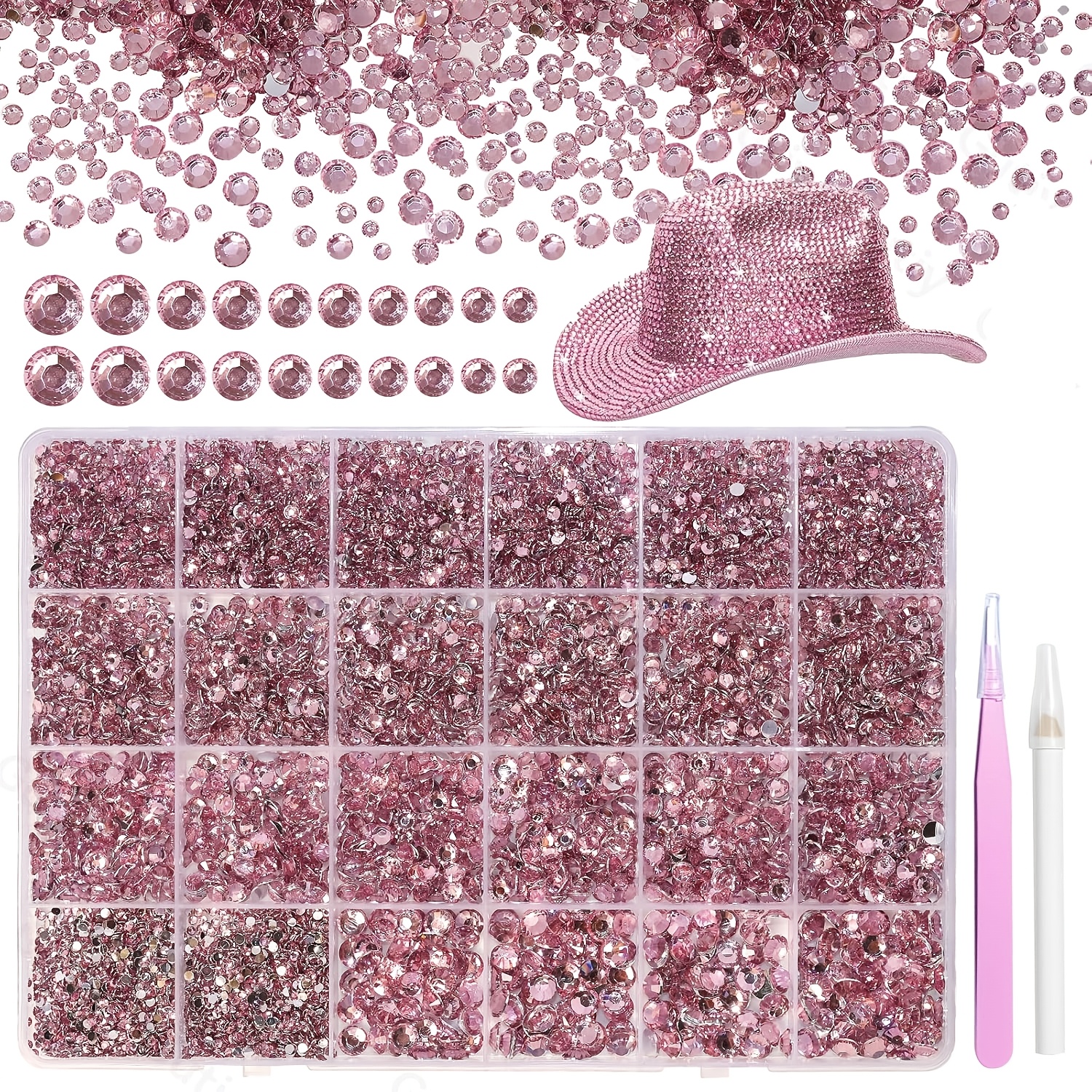 Image of 21000pcs Pink Rhinestones For Bedazzling Kit, Mix Sizes Jelly Bedazzling Resin Gems, Pink Gems Bedazzling For Crafting, Flatback Resin Rhinestones For Craft Diy Face Makeup