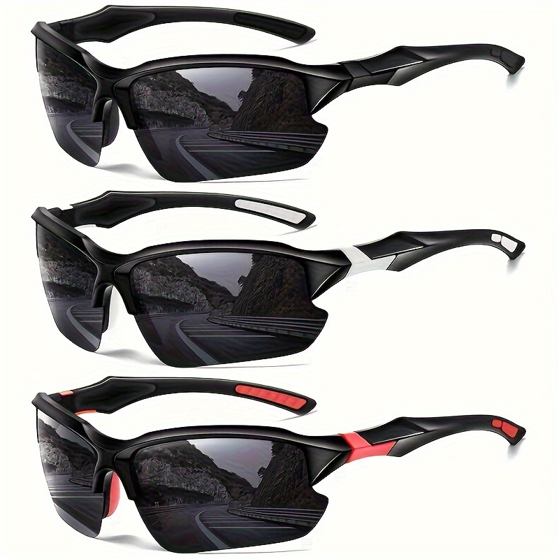 

3pcs Polarized Sports Glasses For Men & Women, Windproof Glasses For Cycling, Baseball, Running, Fishing, Golf & Driving