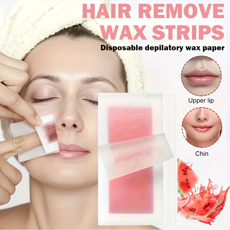 Watermelon-Flavored Wax Strips for Instant Hair Removal, Providing Quick And Painless Results Without Leaving Dark Spots, Ensuring Long-Lasting Smoothness. Suitable for Hair Removal on The Lips, Face, Hands, Feet, Underarms