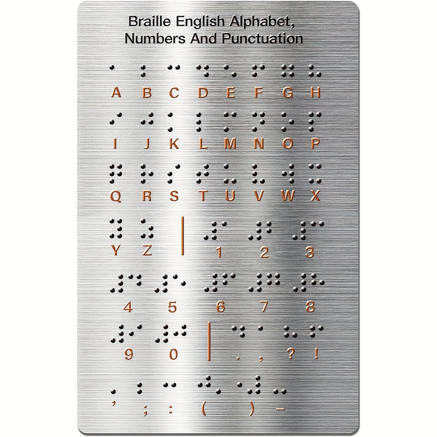 Image of 2d Flat, 1pc Braille Alphabet And Numbers - Aluminum Composite Panel, ,ideal For Use In Educational Settings Such As Schools And Libraries, As Well As For At Home., Perfect For Room Decor