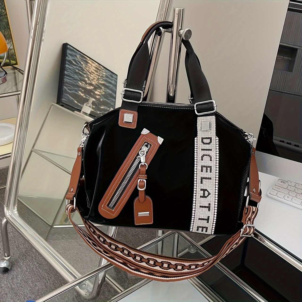 yuan shuanglan special vintage punk tote bag sparkling - Temu