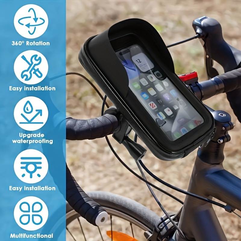 

360° Rotatable Abs Cycling Phone Mount Bag With Touchscreen, Universal Bike Handlebar Phone Holder Pouch For 6.5 Inch Devices - Multi-functional Bicycle Phone Case With Easy Installation