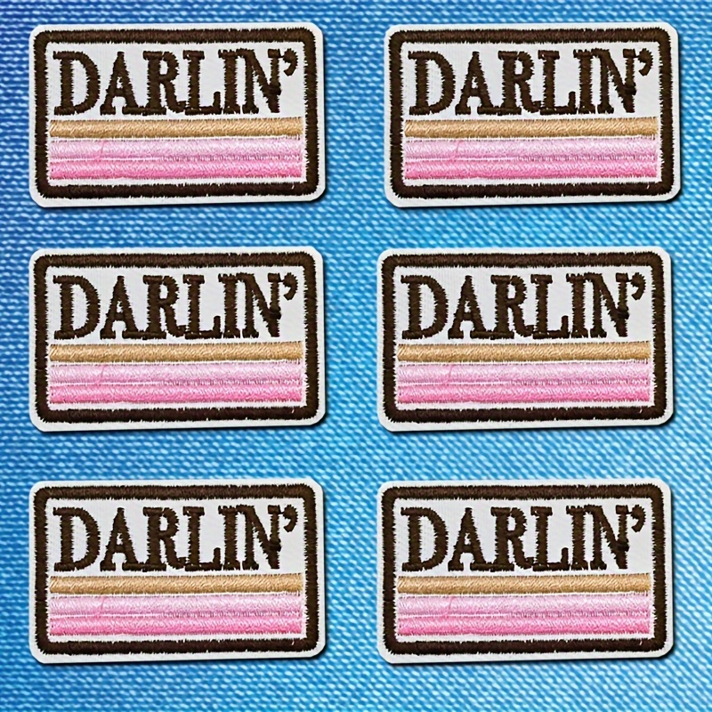 

6pcs Darlin Embroidered Iron-on Patches, Assorted - Diy Decorative For , &